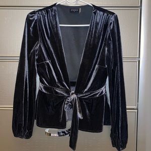 STORIA Velvet Wrap Blouse